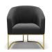Kit 02 Poltronas Stella Suede Preto Base Metálica Industrial Dourado - D'Rossi