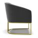 Kit 02 Poltronas Stella Suede Preto Base Metálica Industrial Dourado - D'Rossi