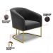 Kit 02 Poltronas Stella Suede Preto Base Metálica Industrial Dourado - D'Rossi