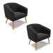 Kit 02 Poltronas Stella Suede Preto Pés Palito Castanho D'Rossi