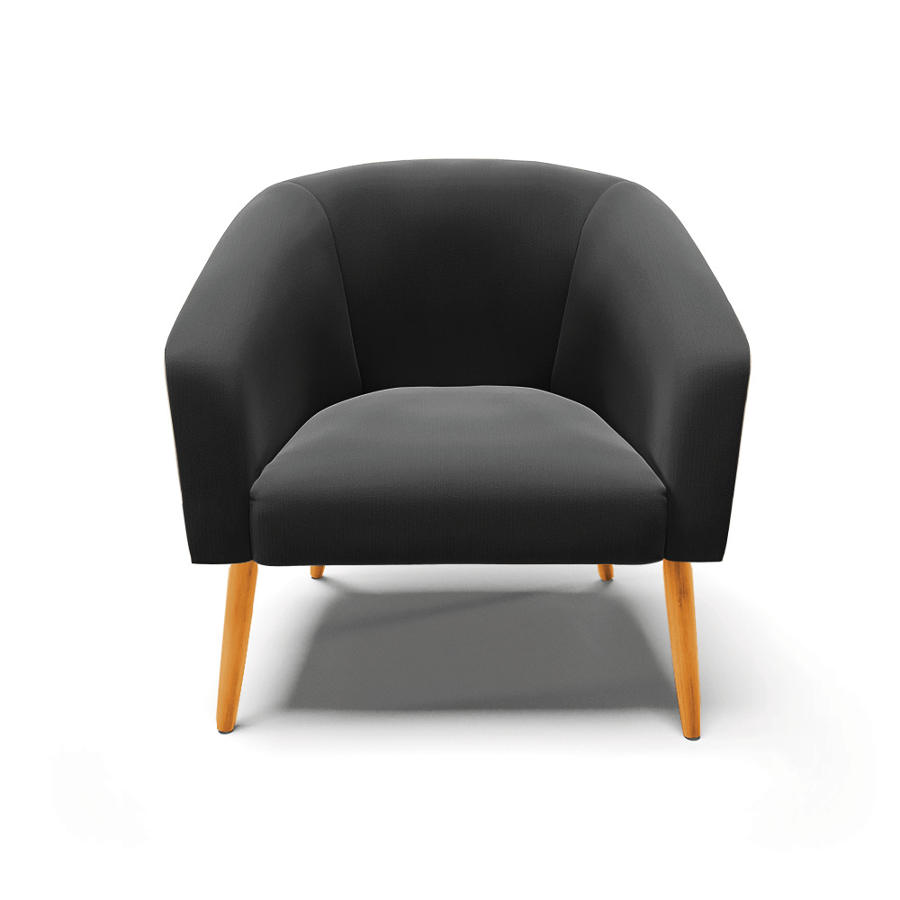 Kit 02 Poltronas Stella Suede Preto Pés Palito Castanho D'Rossi