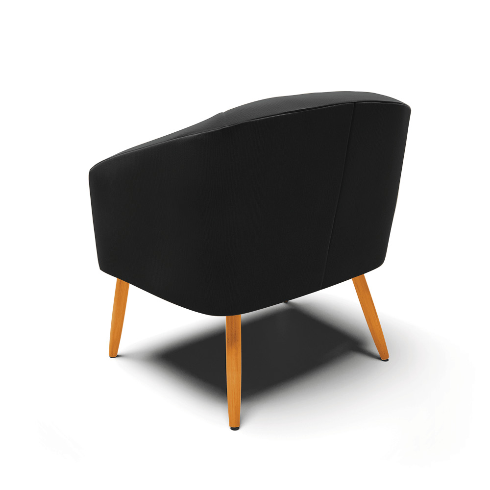 Kit 02 Poltronas Stella Suede Preto Pés Palito Castanho D'Rossi