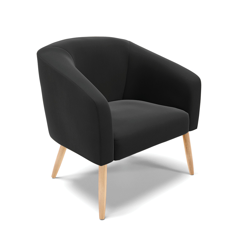 Kit 02 Poltronas Stella Suede Preto Pés Palito Natural - D'Rossi