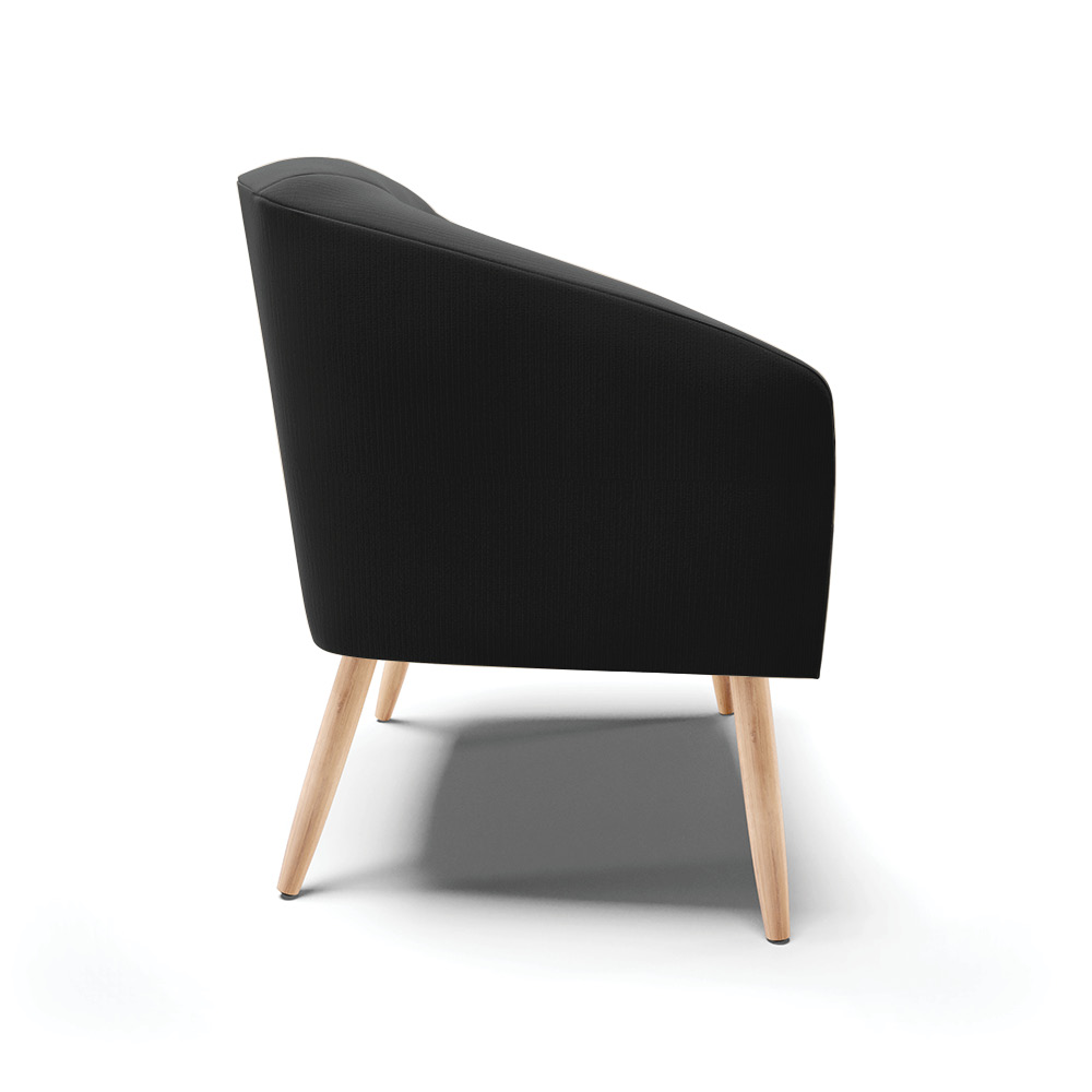 Kit 02 Poltronas Stella Suede Preto Pés Palito Natural - D'Rossi