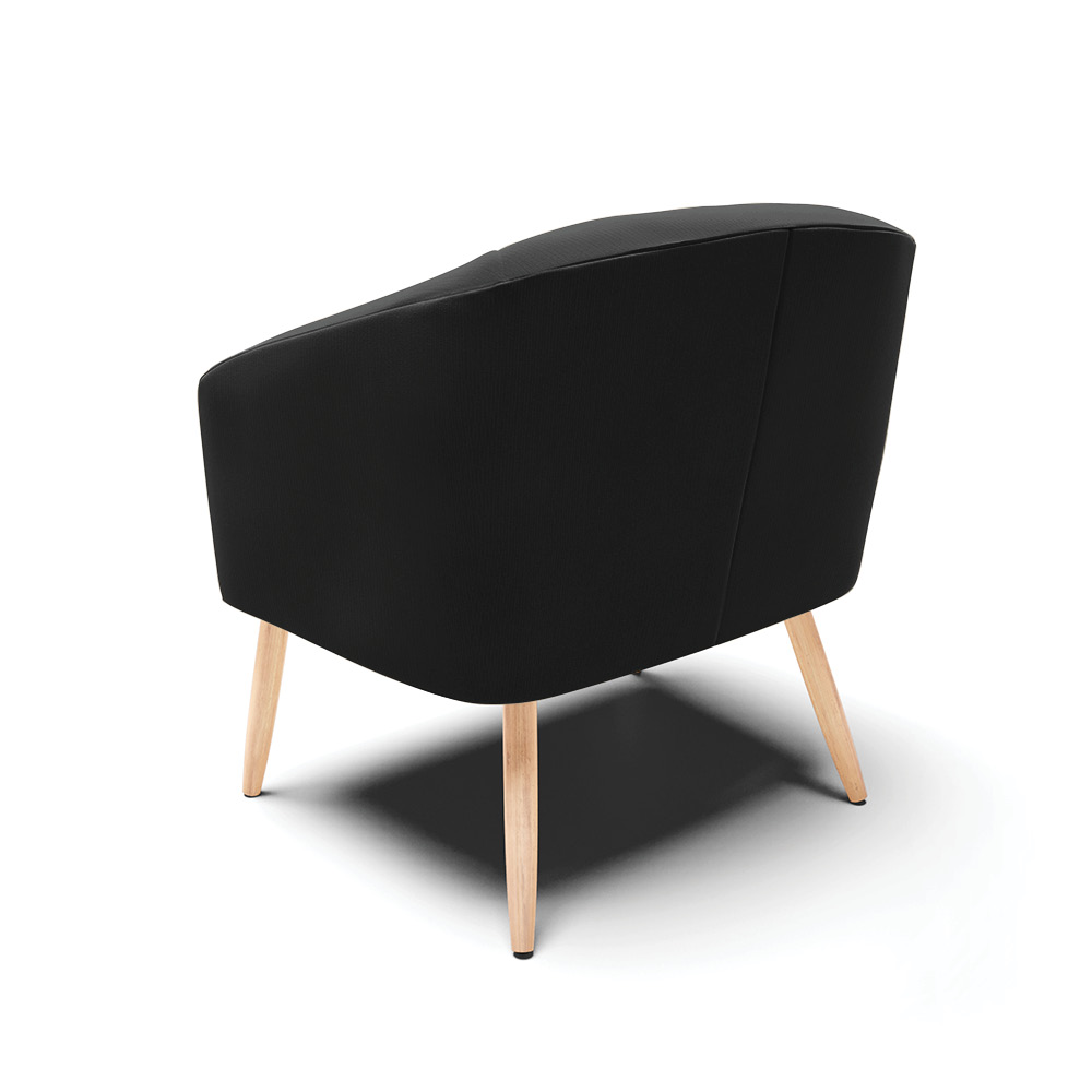 Kit 02 Poltronas Stella Suede Preto Pés Palito Natural - D'Rossi