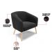Kit 02 Poltronas Stella Suede Preto Pés Palito Natural - D'Rossi
