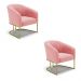 Kit 02 Poltronas Stella Suede Rosê Base Metálica Industrial Dourado - D'Rossi