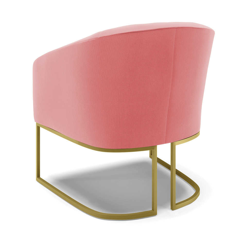 Kit 02 Poltronas Stella Suede Rosê Base Metálica Industrial Dourado - D'Rossi