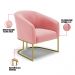 Kit 02 Poltronas Stella Suede Rosê Base Metálica Industrial Dourado - D'Rossi