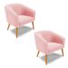 Kit 02 Poltronas Stella Suede Rosa Bebê Pés Palito Castanho D'Rossi
