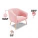Kit 02 Poltronas Stella Suede Rosa Bebê Pés Palito Natural - D'Rossi