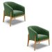 Kit 02 Poltronas Stella Suede Verde Base Madeira Castanho - D'Rossi