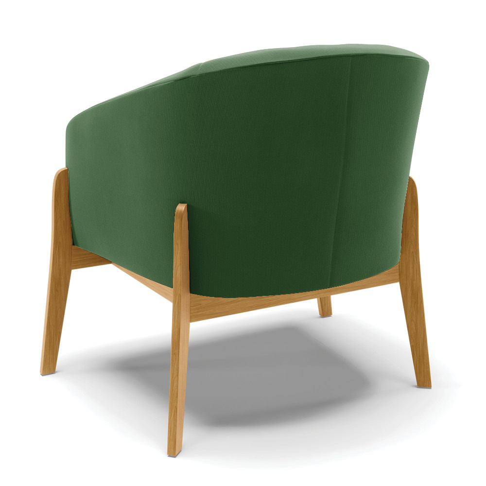 Kit 02 Poltronas Stella Suede Verde Base Madeira Castanho - D'Rossi
