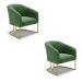 Kit 02 Poltronas Stella Suede Verde Base Metálica Industrial Dourado - D'Rossi