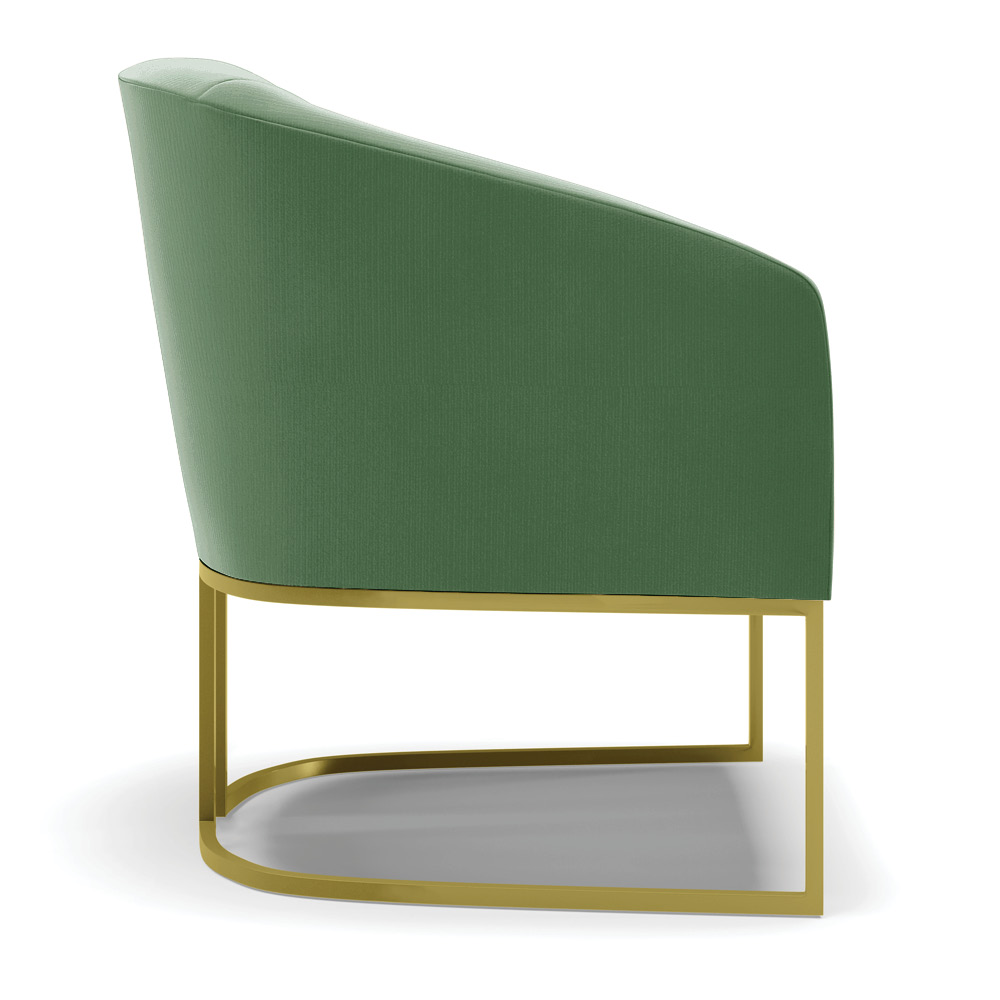 Kit 02 Poltronas Stella Suede Verde Base Metálica Industrial Dourado - D'Rossi