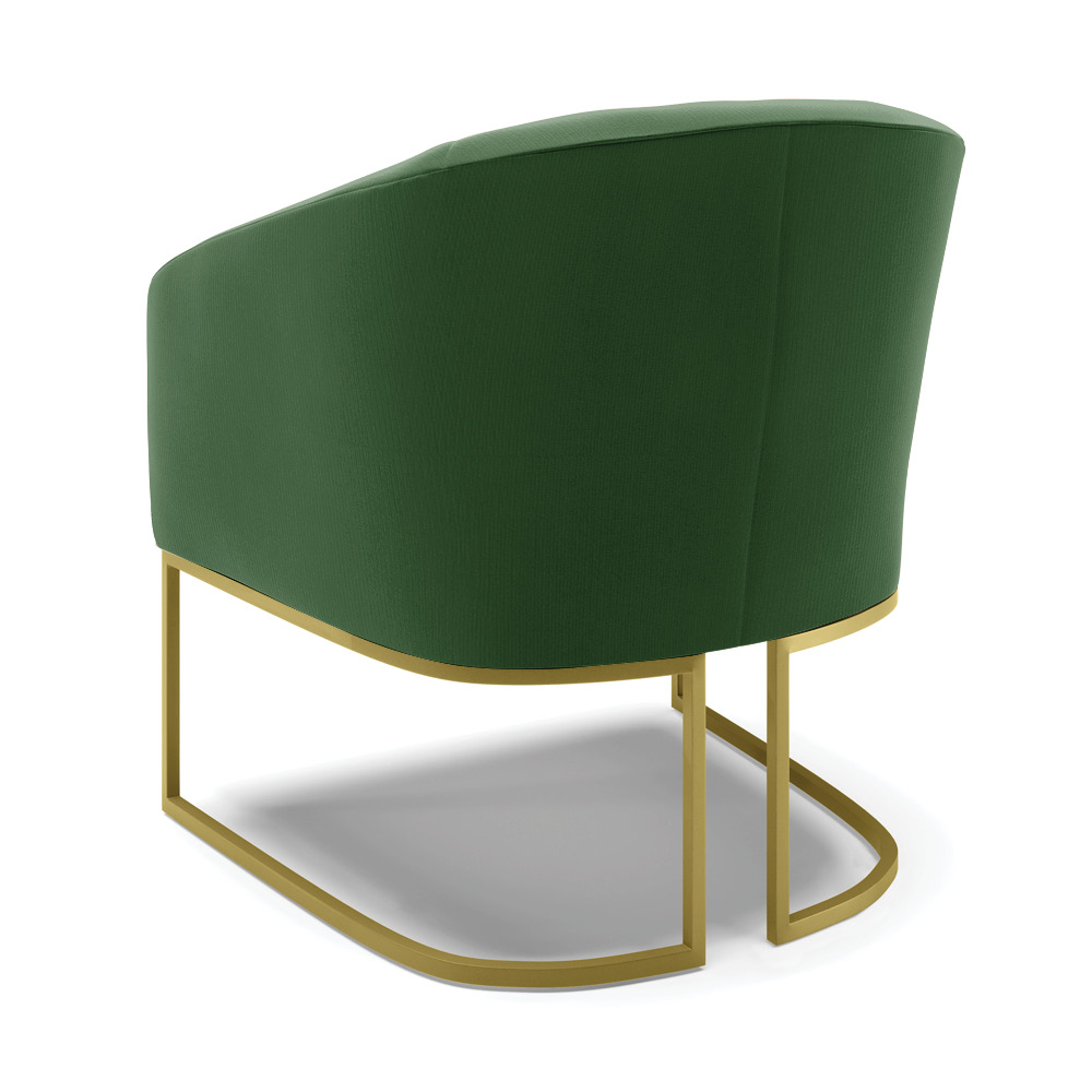 Kit 02 Poltronas Stella Suede Verde Base Metálica Industrial Dourado - D'Rossi