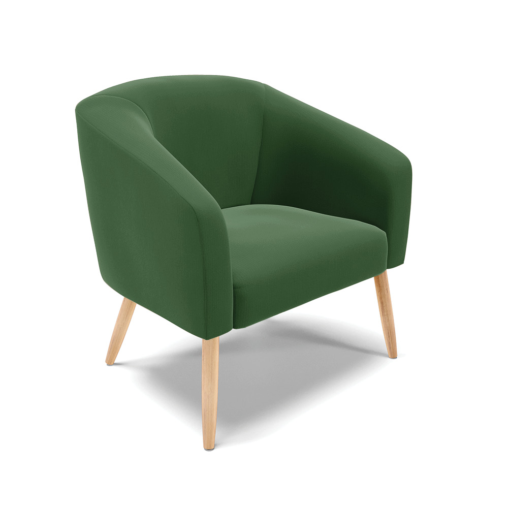 Kit 02 Poltronas Stella Suede Verde Pés Palito Natural - D'Rossi