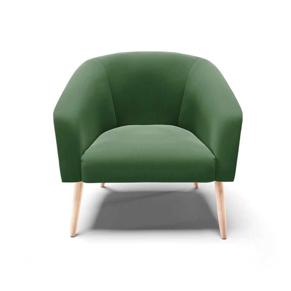 Kit 02 Poltronas Stella Suede Verde Pés Palito Natural - D'Rossi