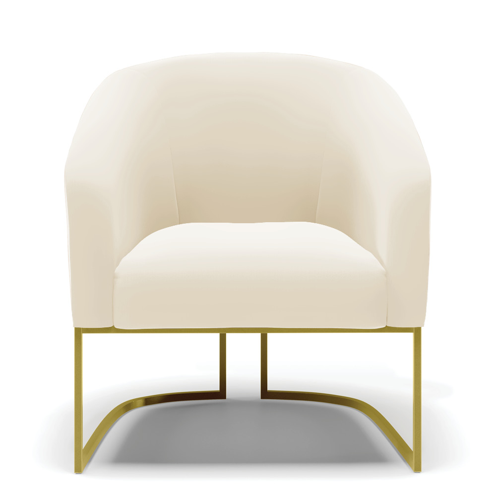 Kit 02 Poltronas Stella Veludo Base Metálica Industrial Dourado - D'Rossi