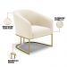 Kit 02 Poltronas Stella Veludo Base Metálica Industrial Dourado - D'Rossi