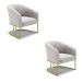 Kit 02 Poltronas Stella Veludo Cinza Base Metálica Industrial Dourado - D'Rossi