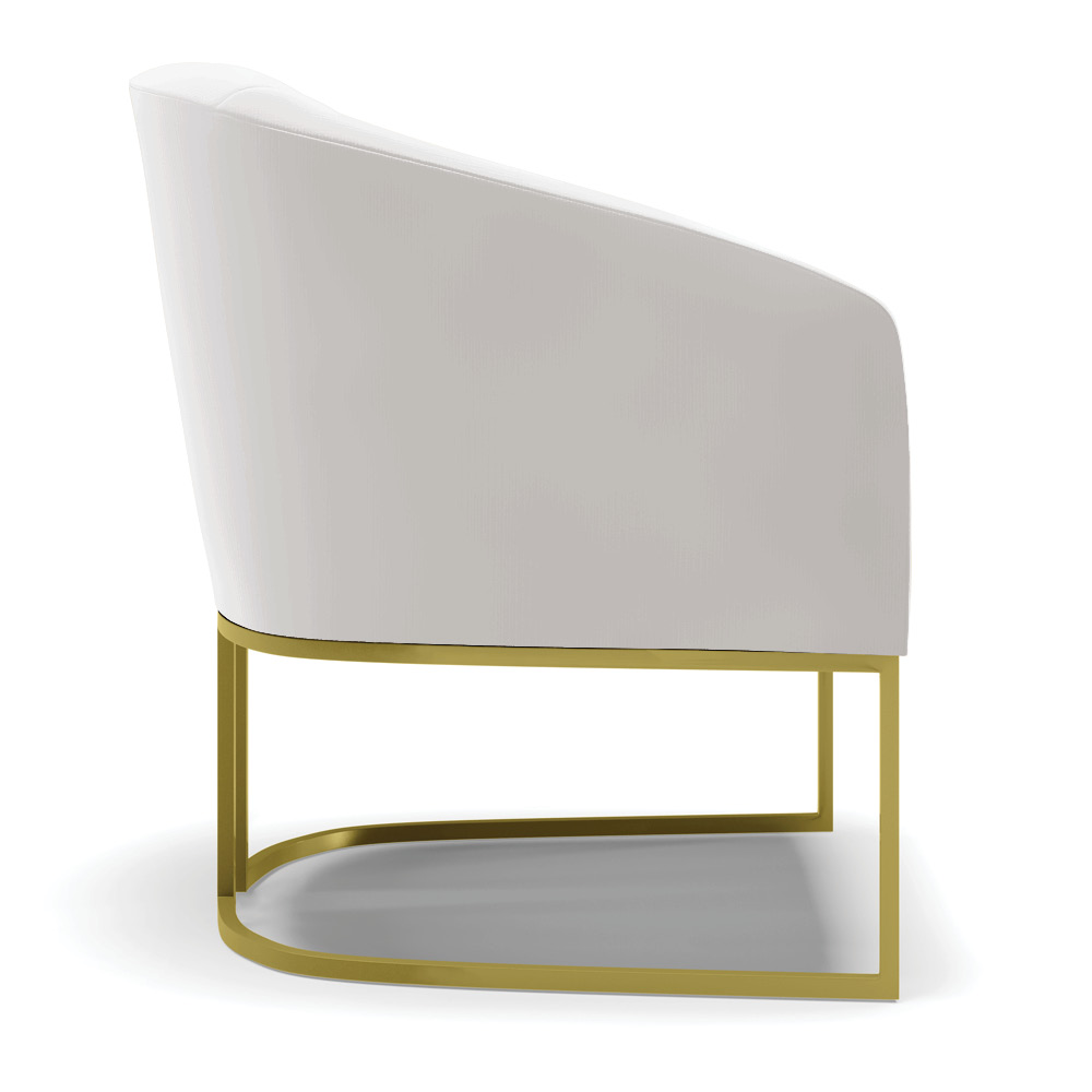 Kit 02 Poltronas Stella Veludo Cinza Base Metálica Industrial Dourado - D'Rossi