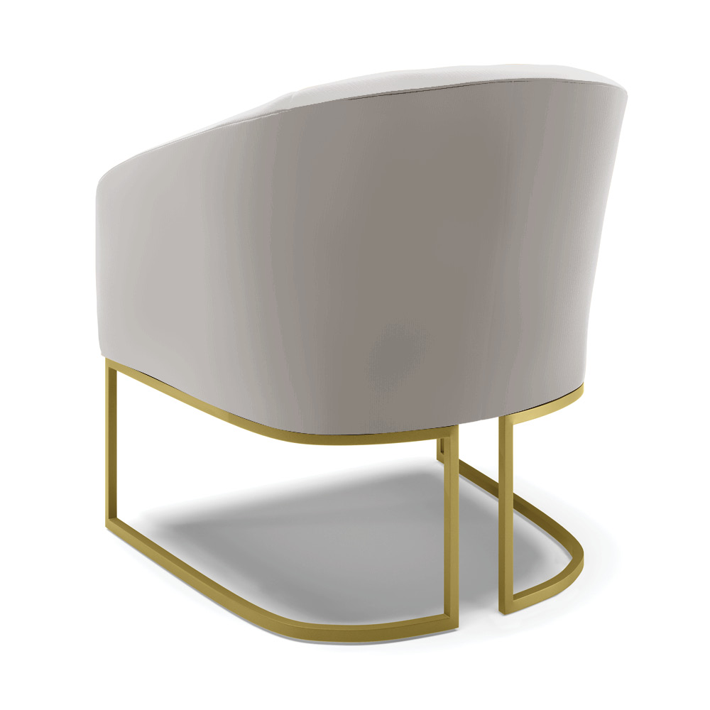 Kit 02 Poltronas Stella Veludo Cinza Base Metálica Industrial Dourado - D'Rossi