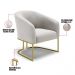 Kit 02 Poltronas Stella Veludo Cinza Base Metálica Industrial Dourado - D'Rossi