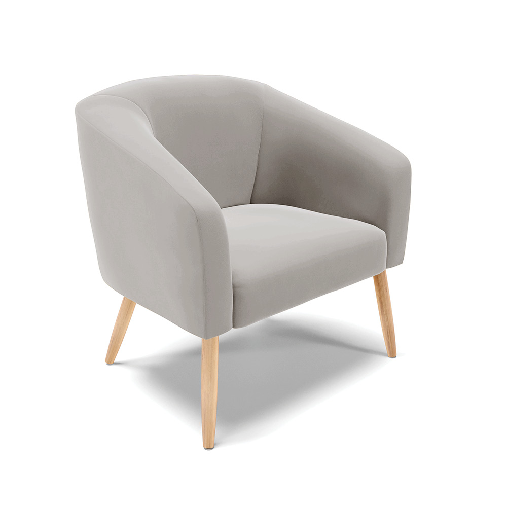 Kit 02 Poltronas Stella Veludo Cinza Pés Palito Natural - D'Rossi