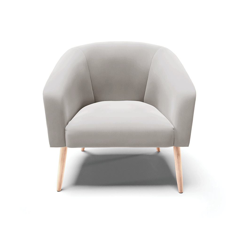 Kit 02 Poltronas Stella Veludo Cinza Pés Palito Natural - D'Rossi