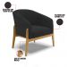 Kit 02 Poltronas Stella Veludo Preto Base Madeira Castanho - D'Rossi