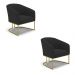 Kit 02 Poltronas Stella Veludo Preto Base Metálica Industrial Dourado - D'Rossi