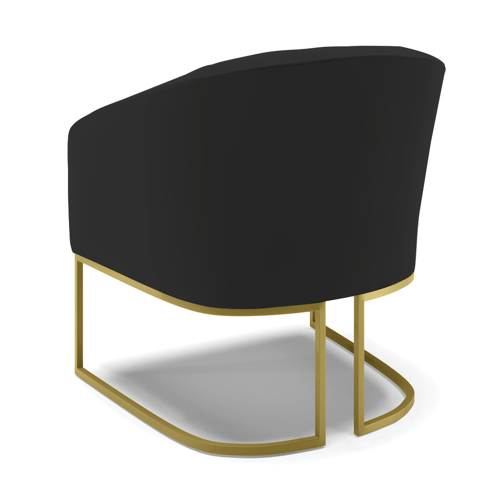 Kit 02 Poltronas Stella Veludo Preto Base Metálica Industrial Dourado - D'Rossi