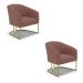 Kit 02 Poltronas Stella Veludo Rosê Base Metálica Industrial Dourado - D'Rossi