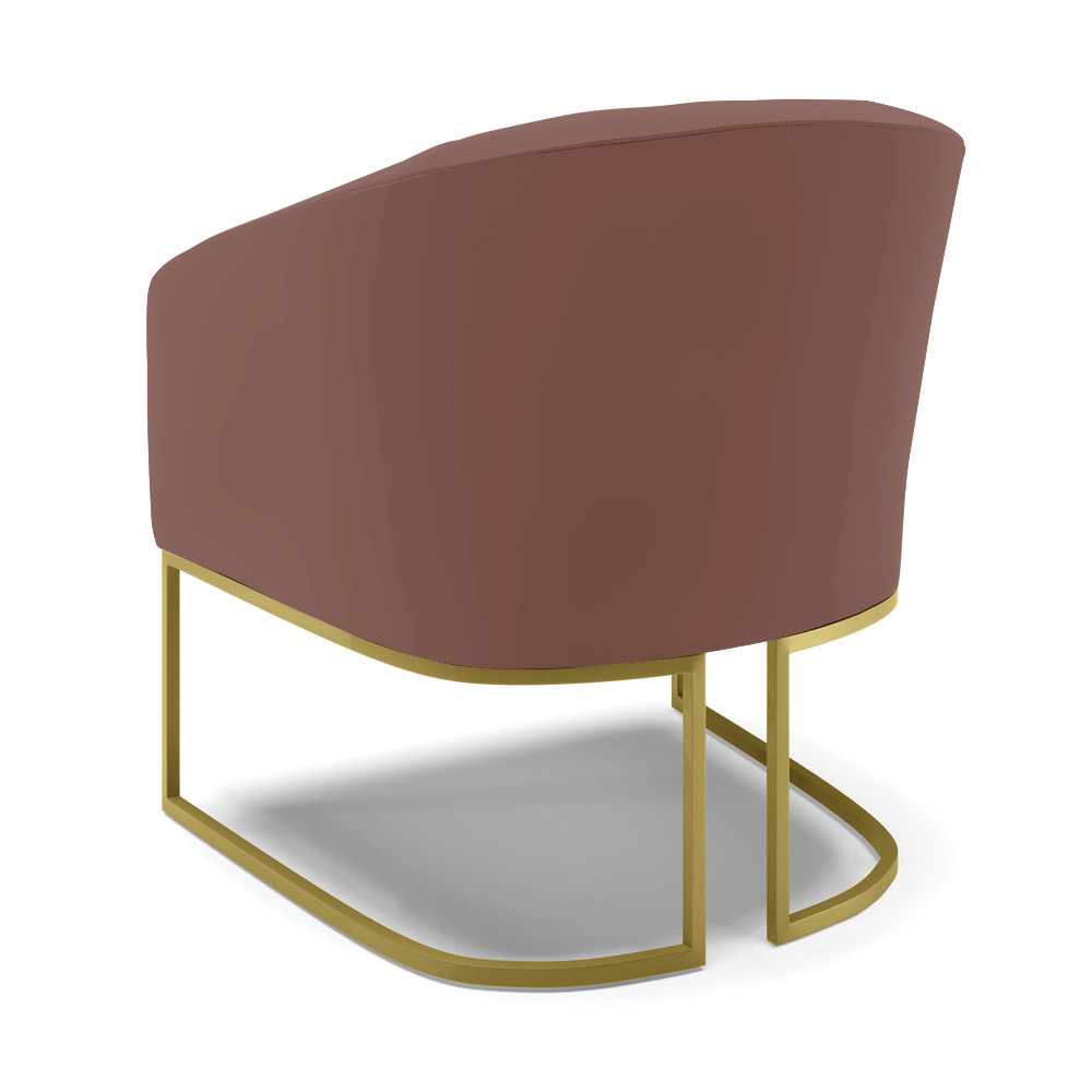 Kit 02 Poltronas Stella Veludo Rosê Base Metálica Industrial Dourado - D'Rossi