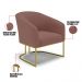 Kit 02 Poltronas Stella Veludo Rosê Base Metálica Industrial Dourado - D'Rossi