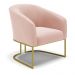 Kit 02 Poltronas Stella Veludo Rosê Base Metálica Industrial Dourado - D'Rossi