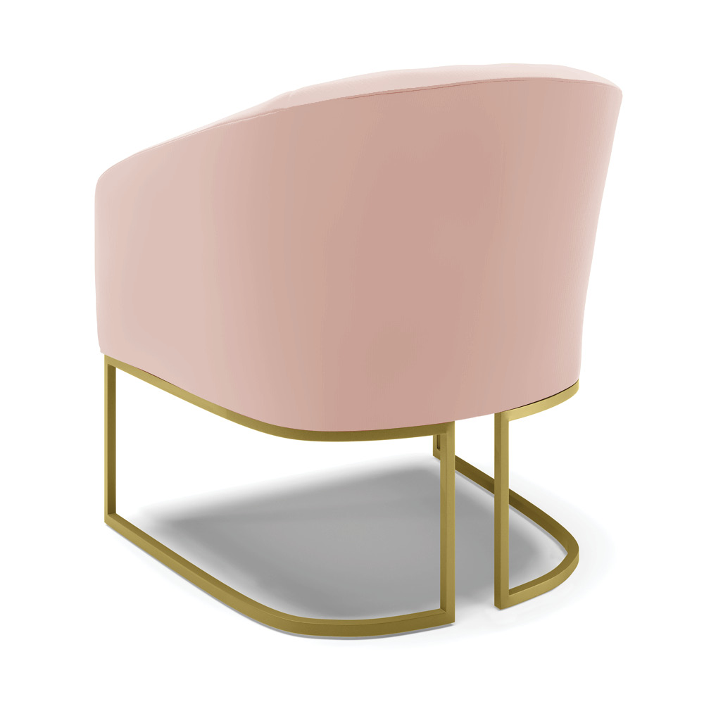 Kit 02 Poltronas Stella Veludo Rosê Base Metálica Industrial Dourado - D'Rossi