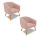Kit 02 Poltronas Stella Veludo Rosê Pés Palito Castanho D'Rossi