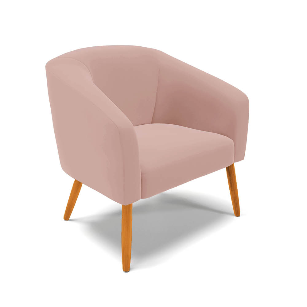 Kit 02 Poltronas Stella Veludo Rosê Pés Palito Castanho D'Rossi