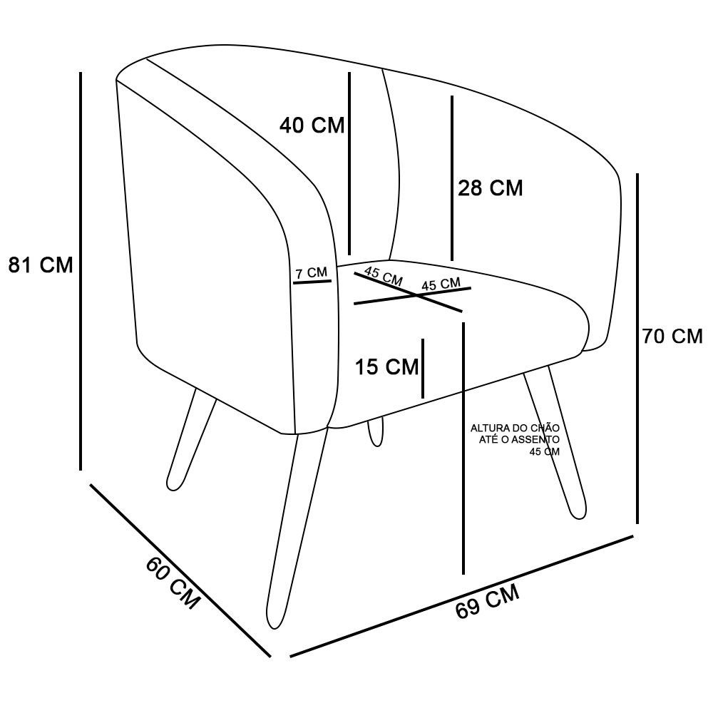 Kit 02 Poltronas Stella Veludo Rosê Pés Palito Castanho D'Rossi
