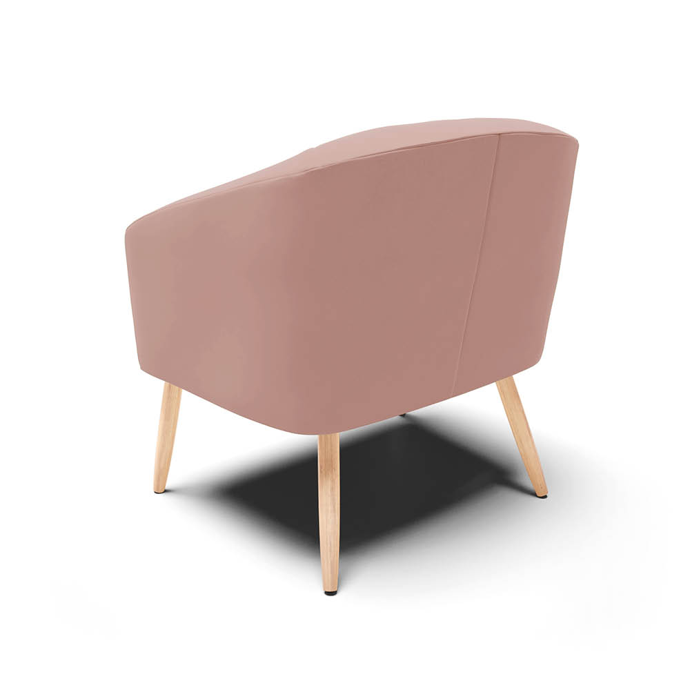 Kit 02 Poltronas Stella Veludo Rosê Pés Palito Natural - D'Rossi