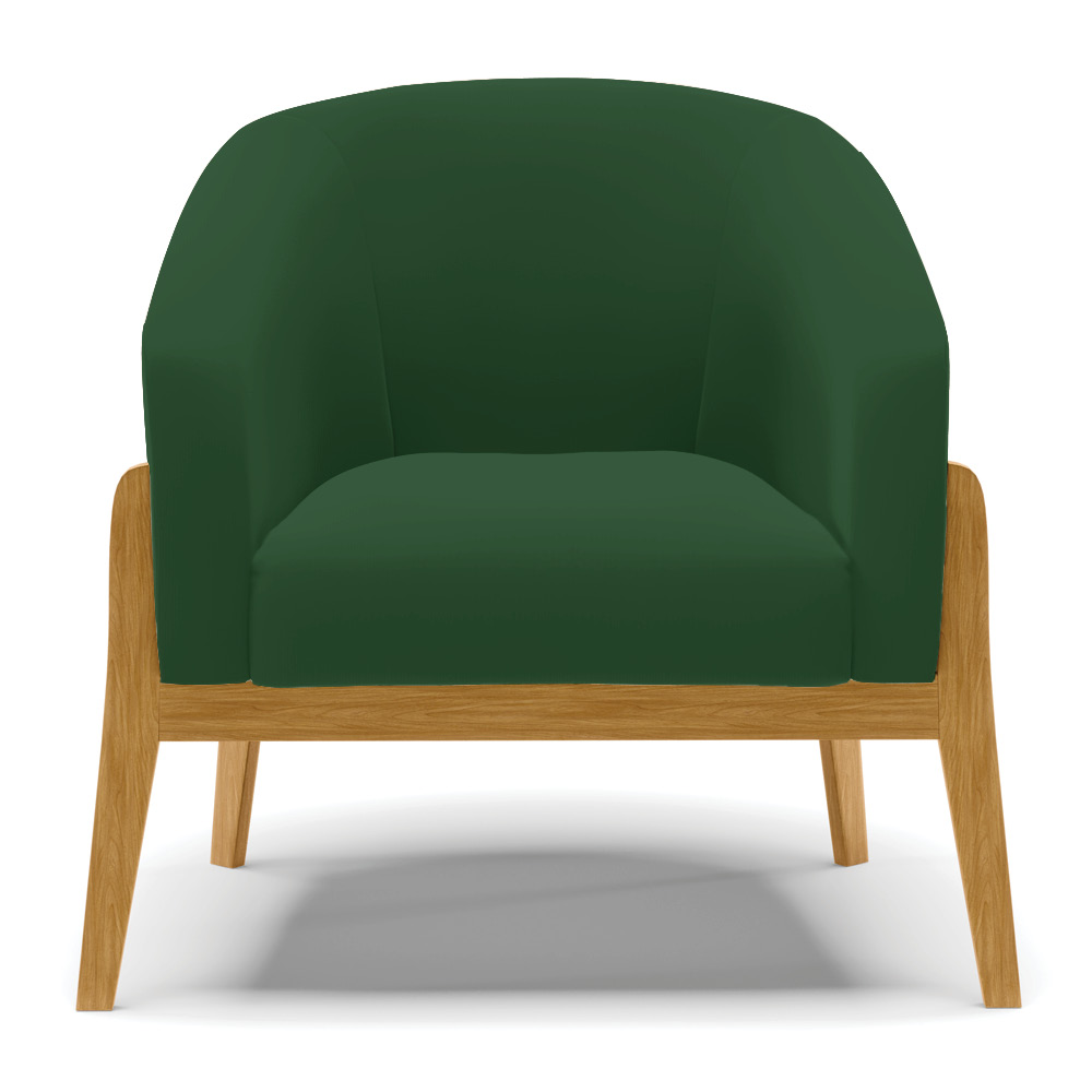 Kit 02 Poltronas Stella Veludo Verde Base Madeira Castanho - D'Rossi