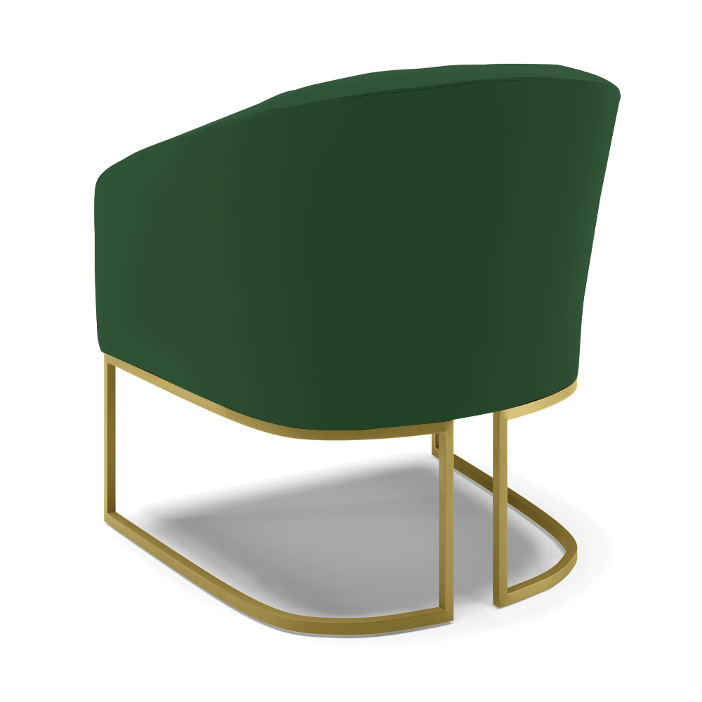 Kit 02 Poltronas Stella Veludo Verde Base Metálica Industrial Dourado - D'Rossi