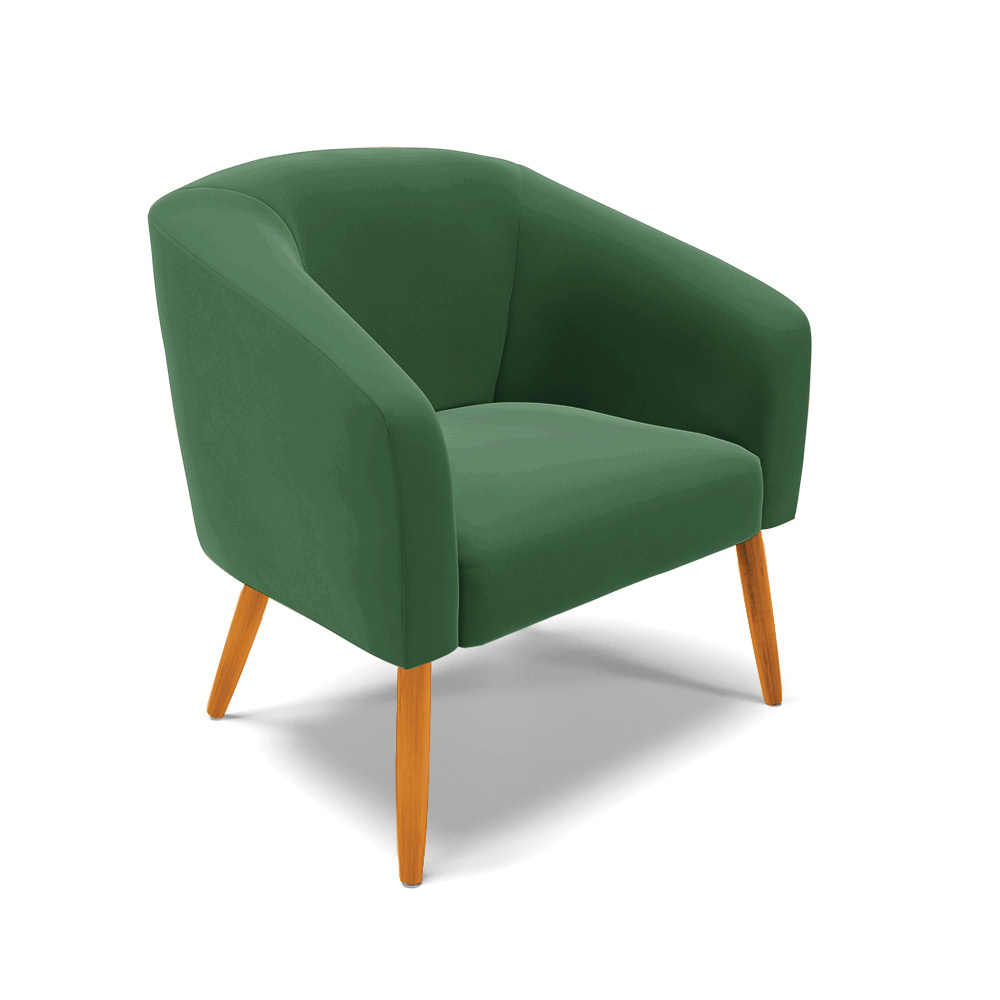 Kit 02 Poltronas Stella Veludo Verde Esmeralda Pés Palito Castanho D'Rossi