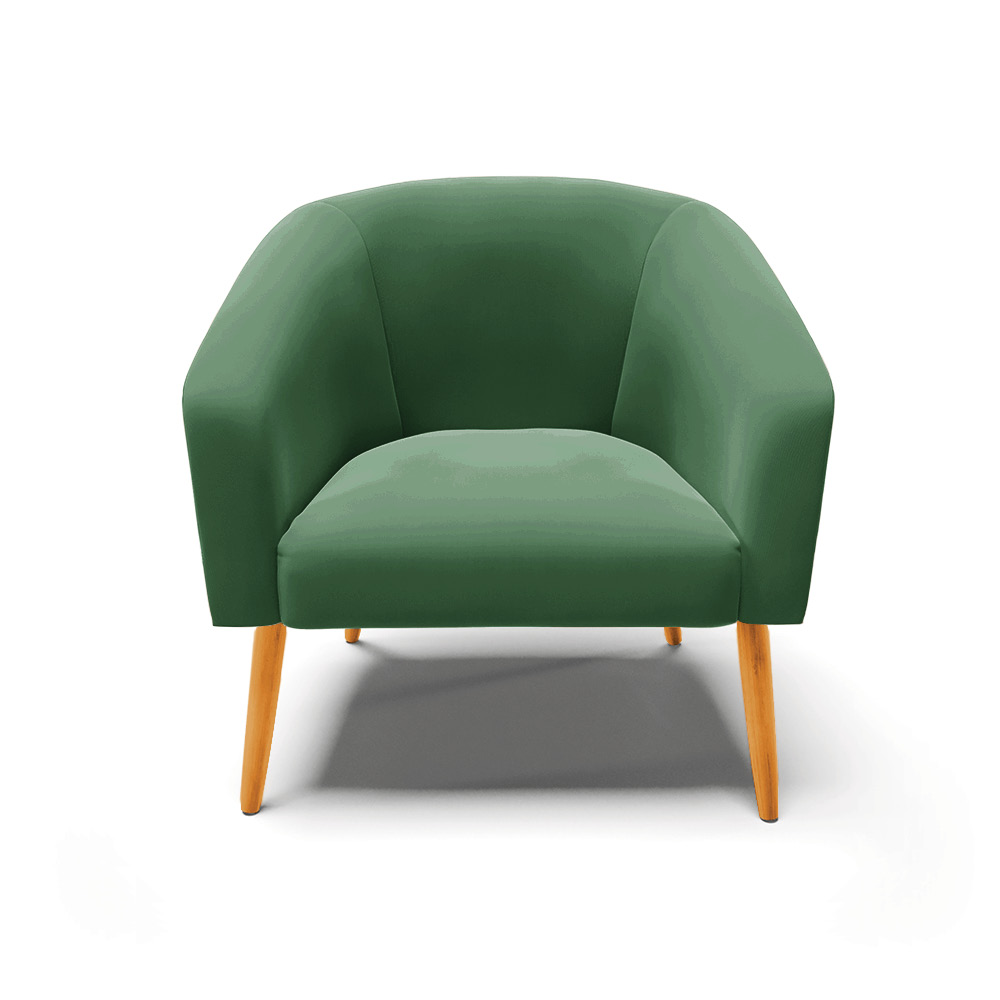 Kit 02 Poltronas Stella Veludo Verde Esmeralda Pés Palito Castanho D'Rossi