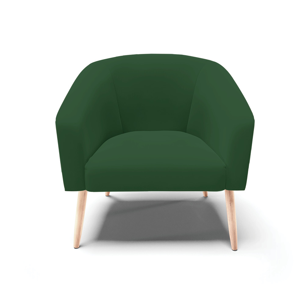 Kit 02 Poltronas Stella Veludo Verde Esmeralda Pés Palito Natural - D'Rossi