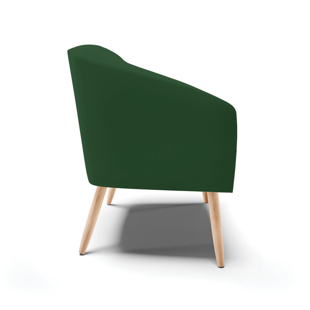 Kit 02 Poltronas Stella Veludo Verde Esmeralda Pés Palito Natural - D'Rossi