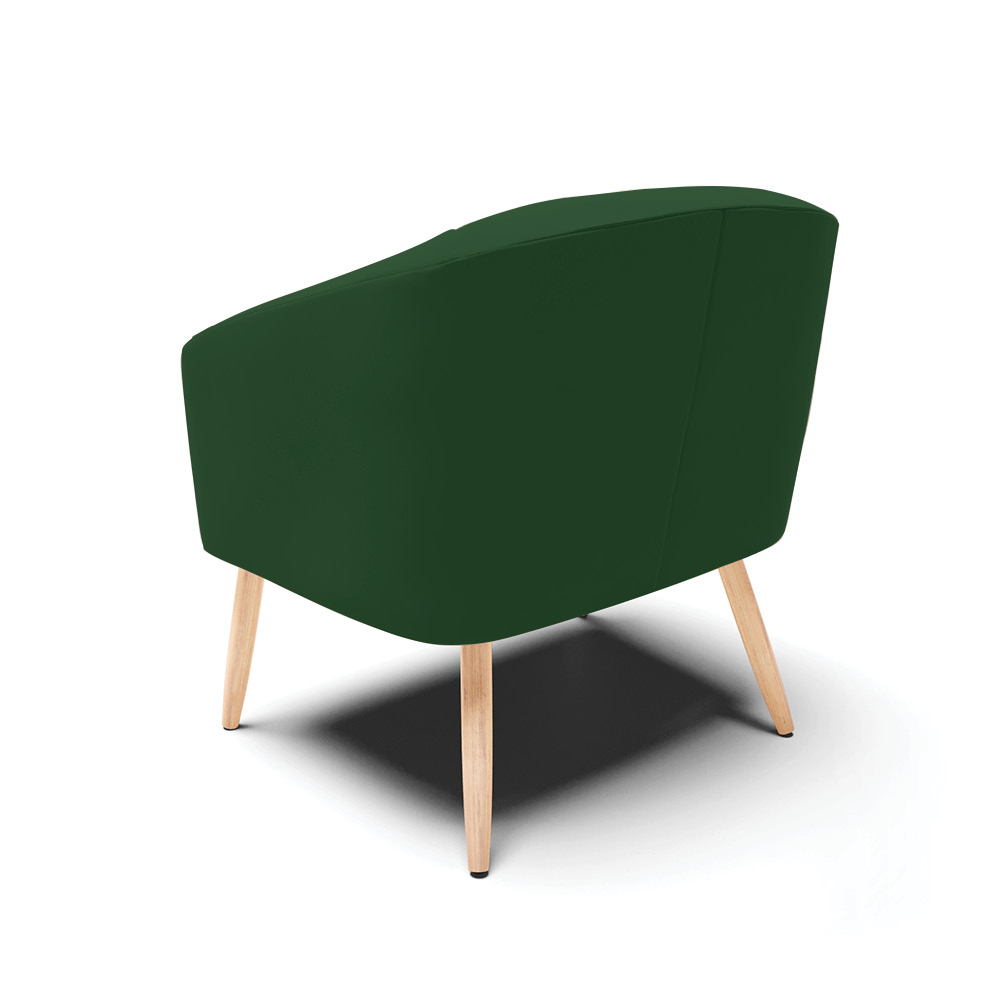 Kit 02 Poltronas Stella Veludo Verde Esmeralda Pés Palito Natural - D'Rossi