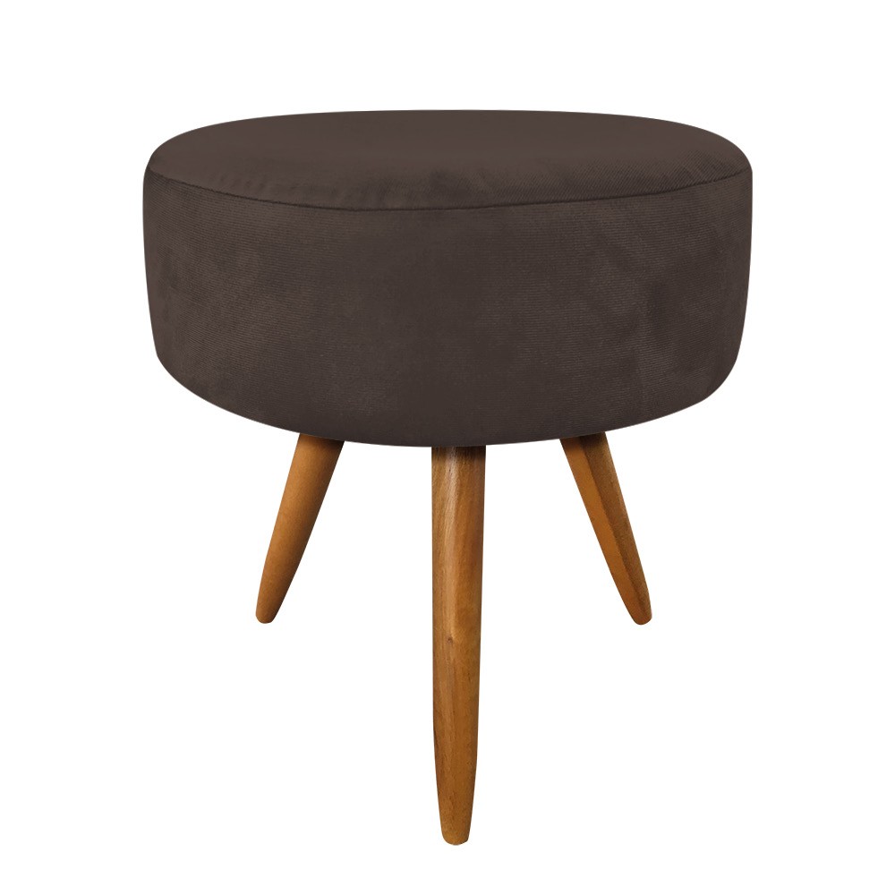 Kit 02 Poltronas com 01 Puff Larissa Suede Marrom Pés Palito Castanho D'Rossi